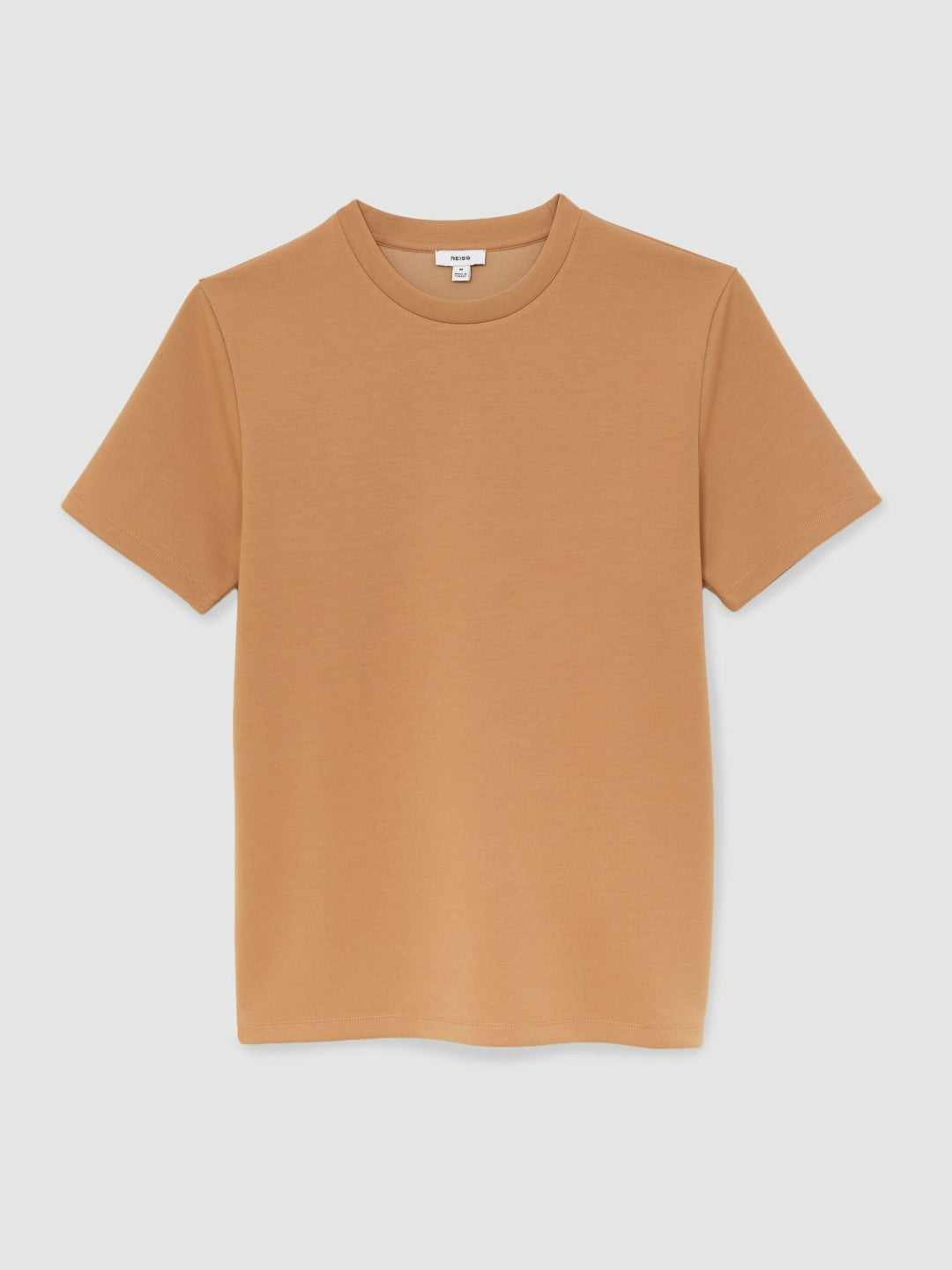Reiss Best Seller - Interlock Jersey Crew Neck T-Shirt in Light Camel Brown