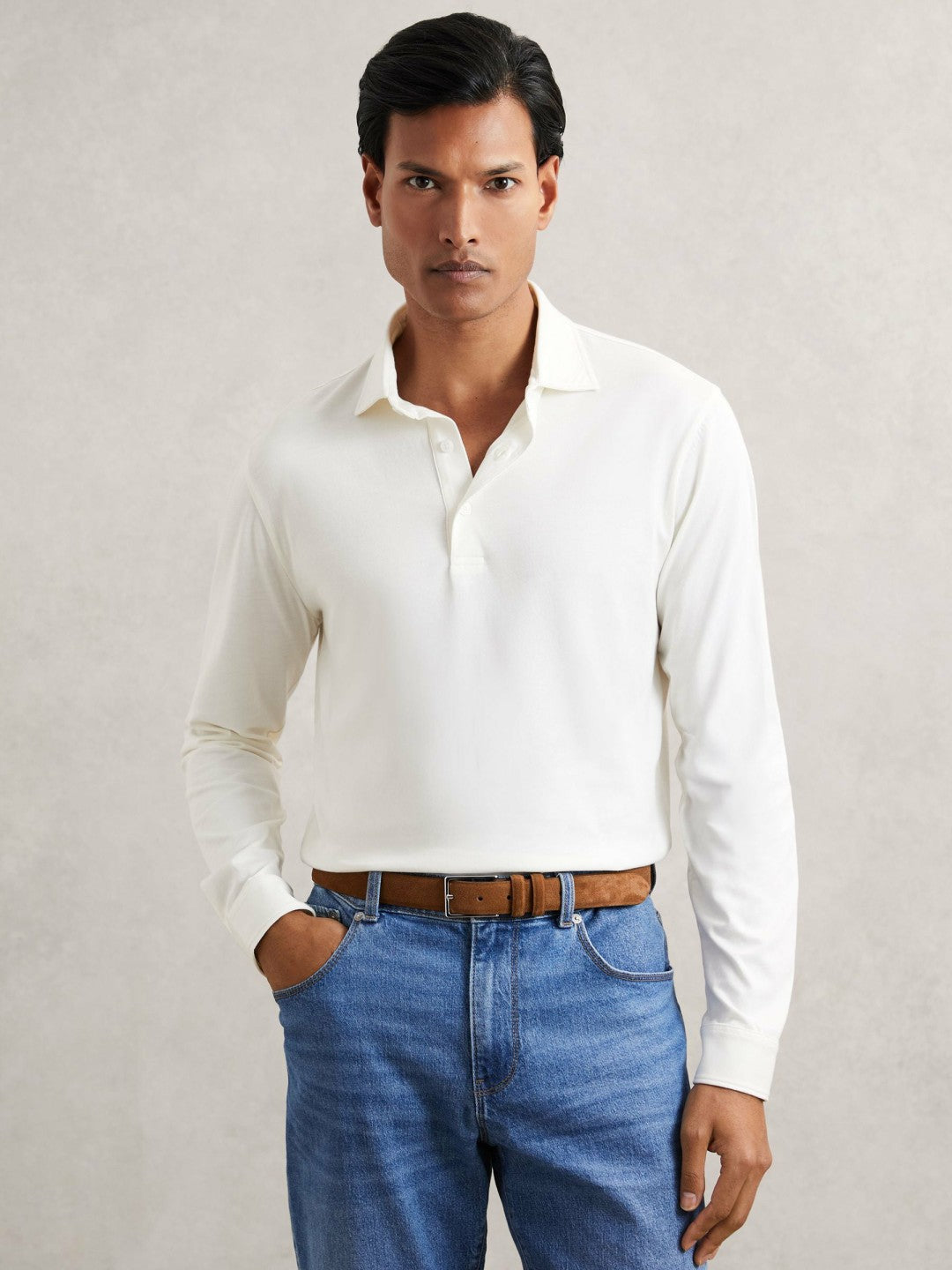 Reiss Value - Suede Belt in Tobacco Brown