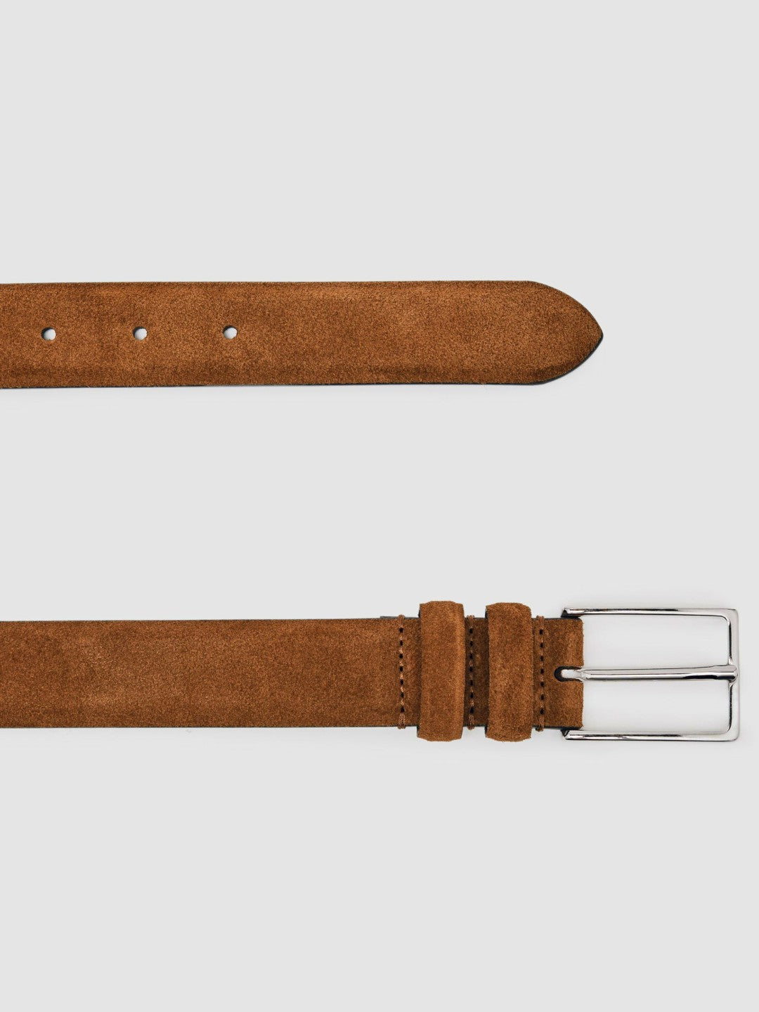 Reiss Value - Suede Belt in Tobacco Brown