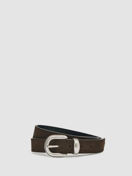 Reiss Savings - Suede Western-Style Belt in Dark Brown