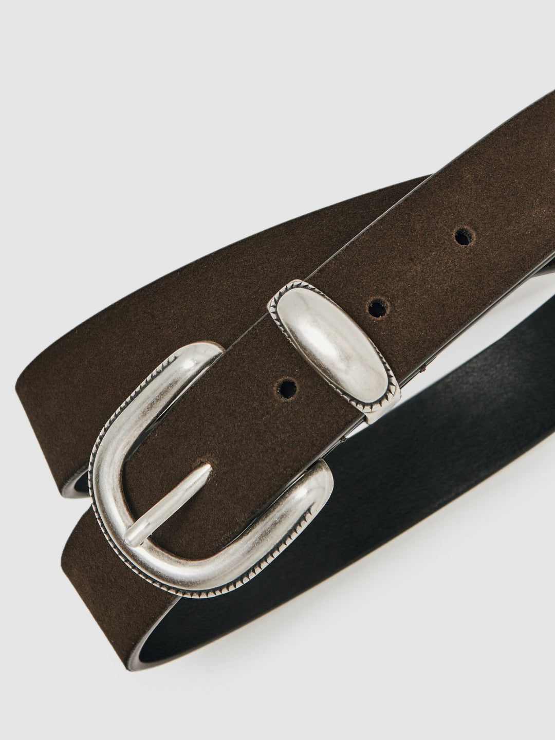 Reiss Savings - Suede Western-Style Belt in Dark Brown