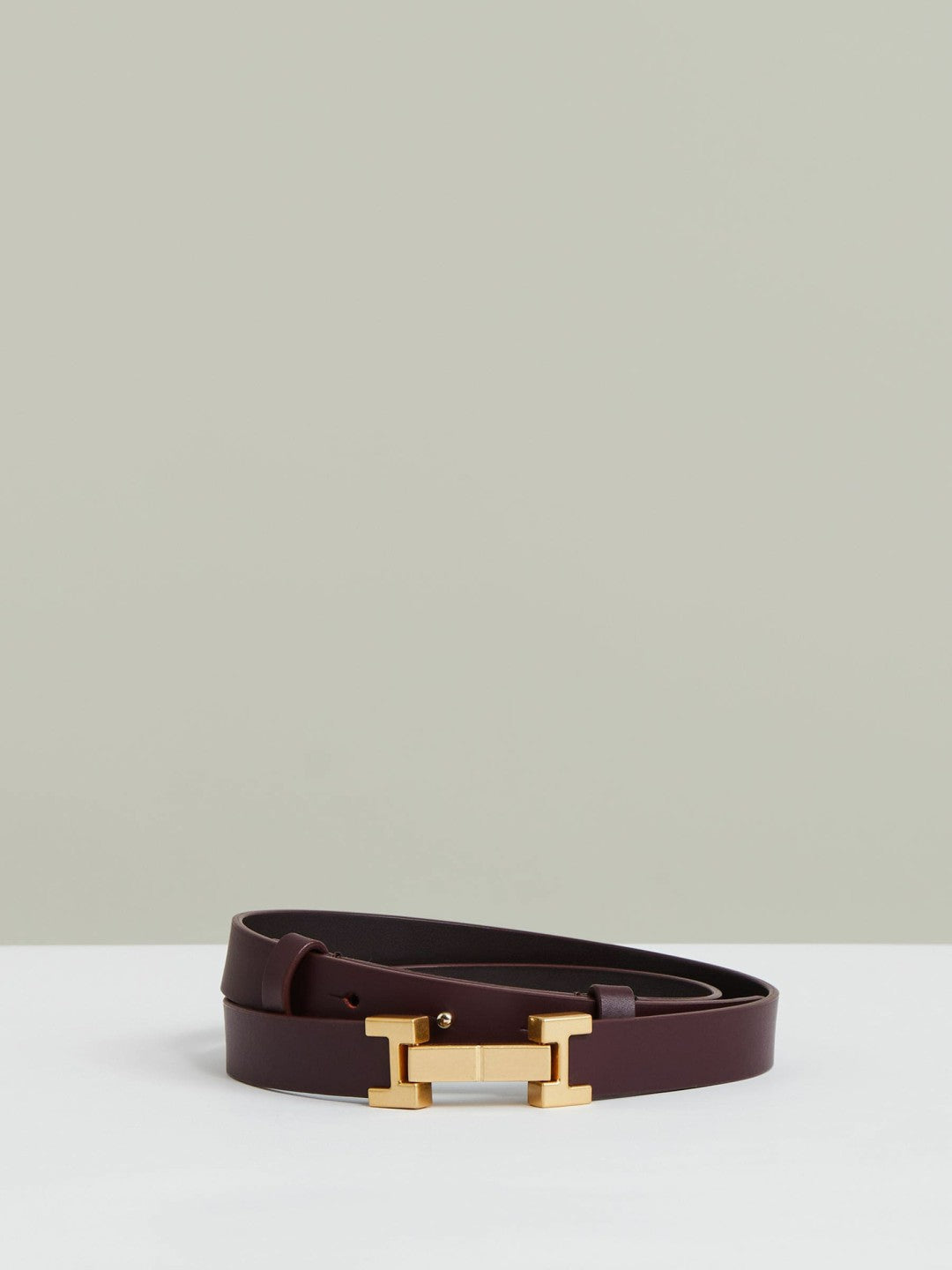 Reiss Popular Choice - Leather Square Hinge Belt in Burgundy