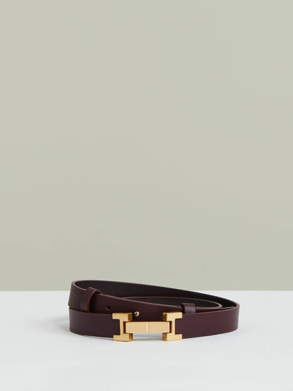 Reiss Popular Choice - Leather Square Hinge Belt in Burgundy