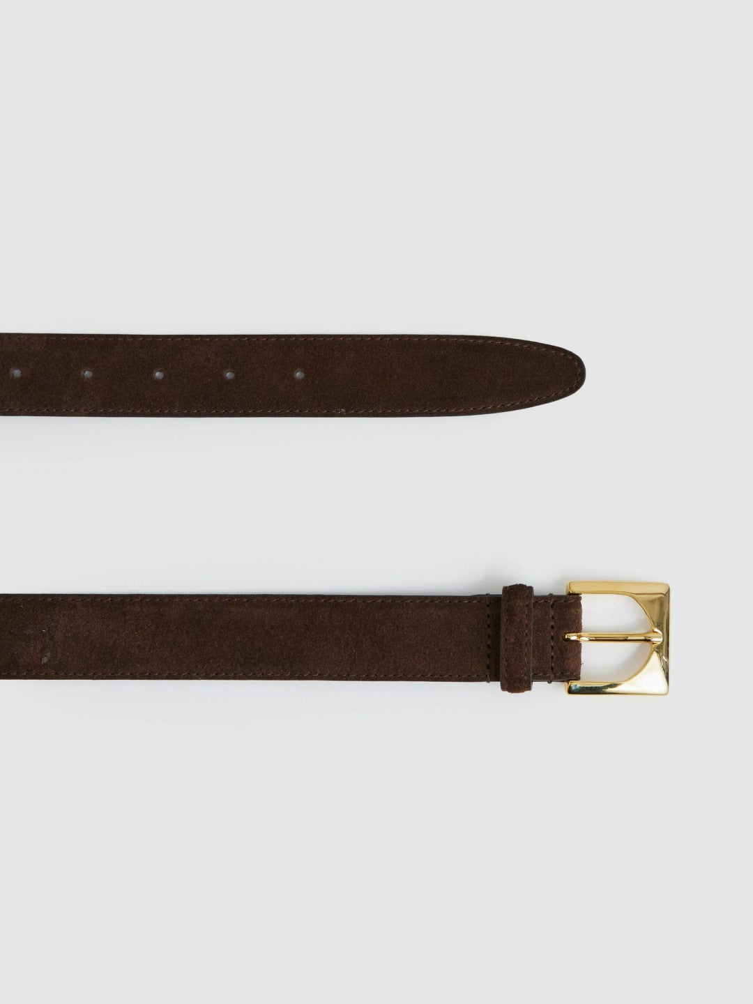 Reiss Featured - Suede Square Buckle Belt in Chocolate