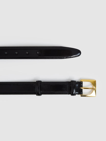 Reiss Affordable - Suede Square Buckle Belt in Black