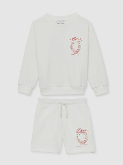 Reiss Sale - Pony Club Sweatshirt and Shorts Set in Ecru