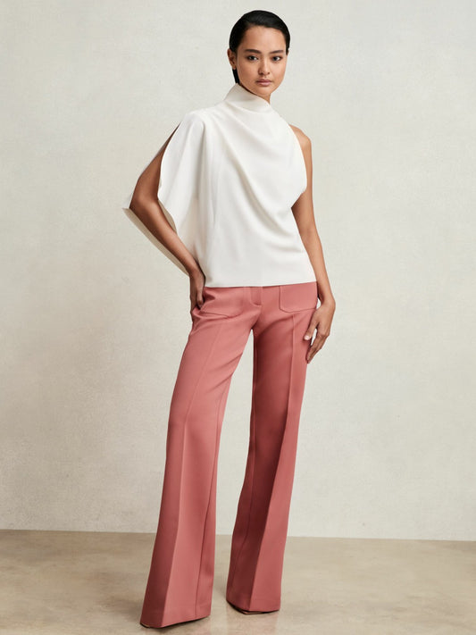 Reiss One-Shoulder Draped Top in Ivory