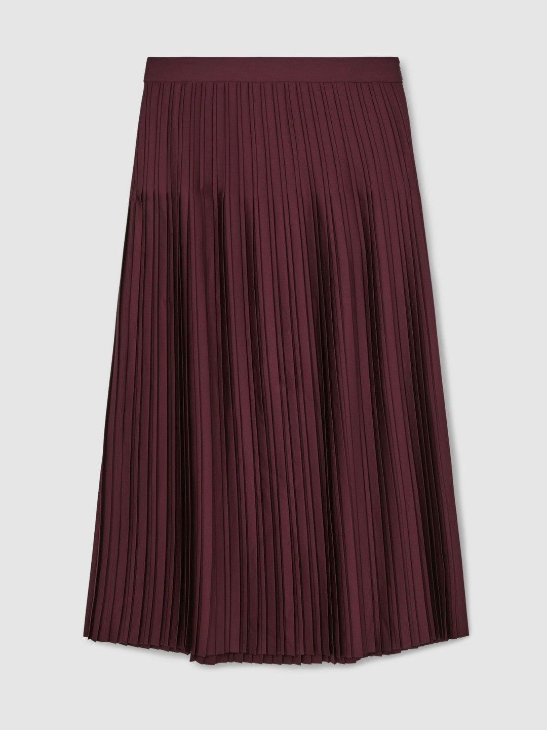 Reiss Pleated Midi Skirt in Burgundy