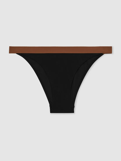 Reiss Value - Contrast-Trim Bikini Bottoms in Black/Tan