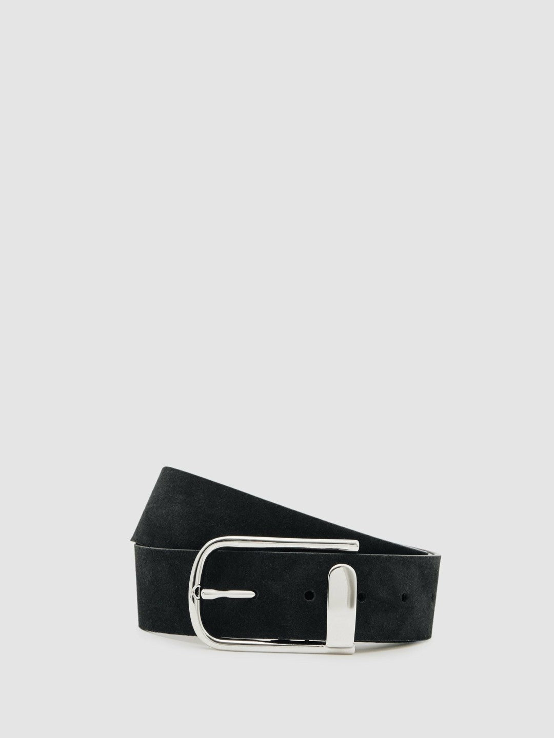 Reiss Popular Choice - Suede Half-Keeper Belt in Black