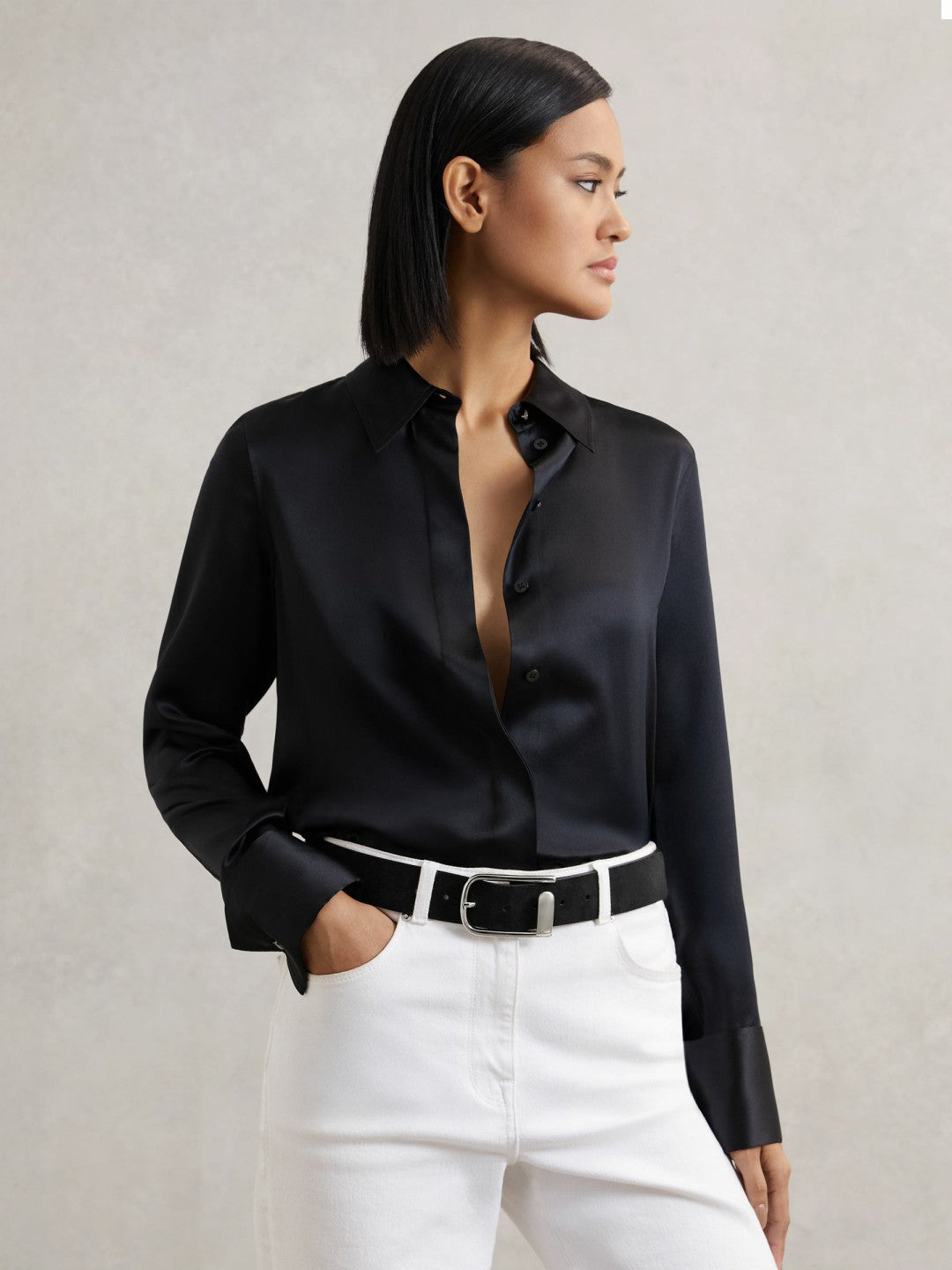 Reiss Popular Choice - Suede Half-Keeper Belt in Black