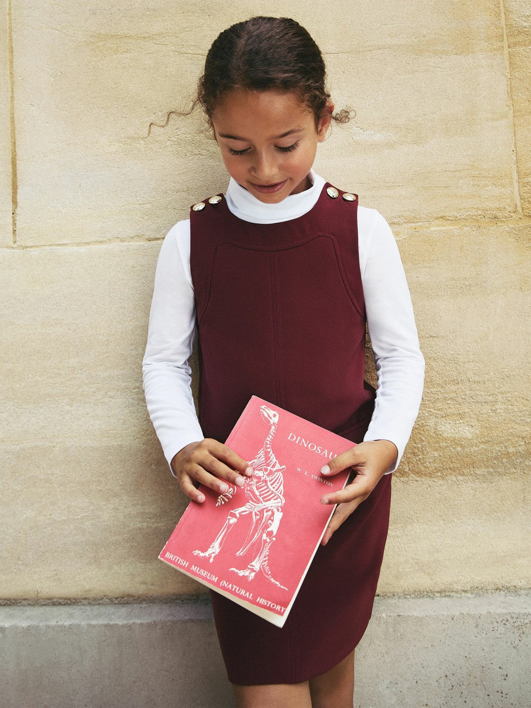 Reiss Savings - 3-9 yrs Button-Detail Sleeveless Shift Dress in Berry