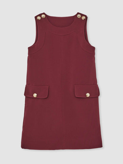 Reiss Savings - 3-9 yrs Button-Detail Sleeveless Shift Dress in Berry