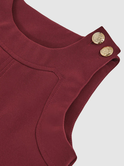 Reiss Affordable - 9-13 yrs Button-Detail Sleeveless Shift Dress in Berry