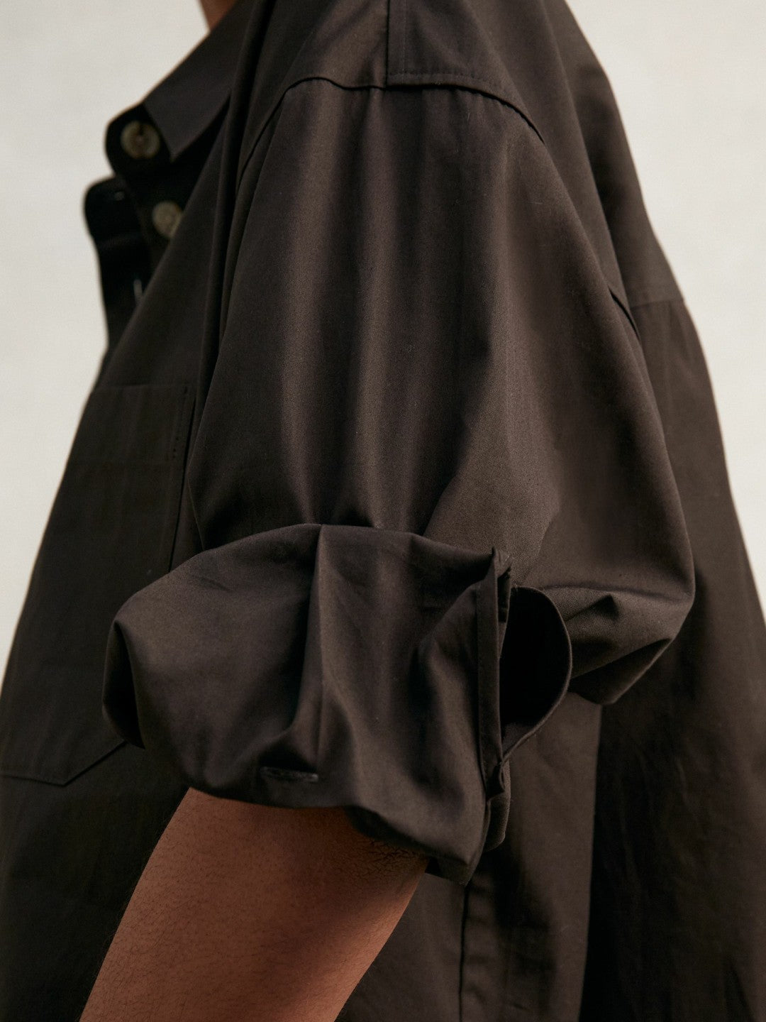 Reiss Deal - Oversize Cotton Cropped Shirt in Chocolate Brown