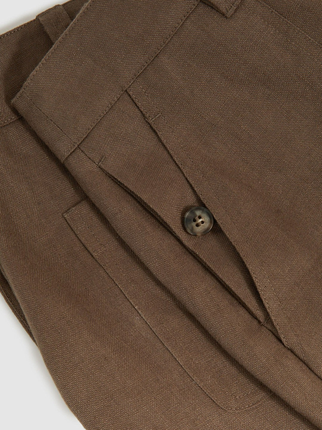 Reiss Linen Wide Leg Trousers in Chocolate Brown