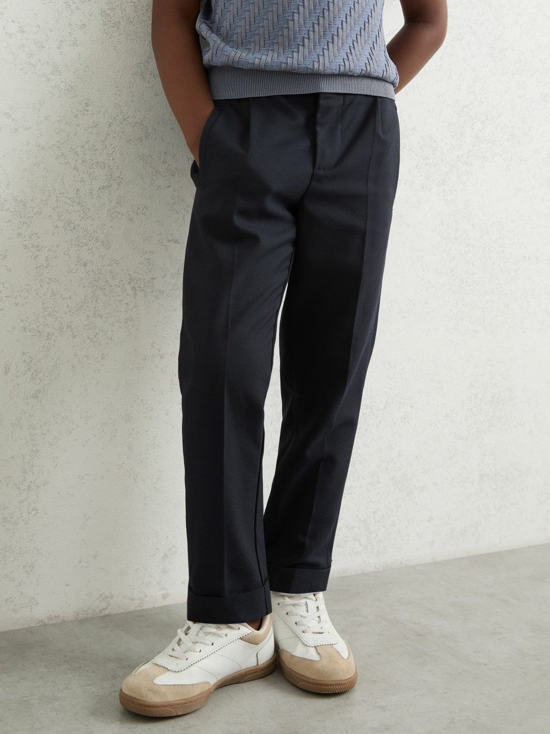 Reiss Sale - 9-13 yrs Relaxed-Fit Pleated Tapered Trousers in Navy