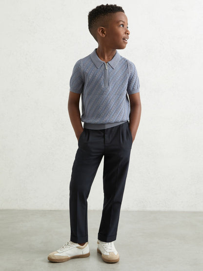 Reiss Sale - 9-13 yrs Relaxed-Fit Pleated Tapered Trousers in Navy