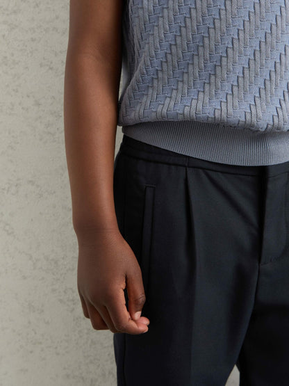 Reiss Sale - 9-13 yrs Relaxed-Fit Pleated Tapered Trousers in Navy