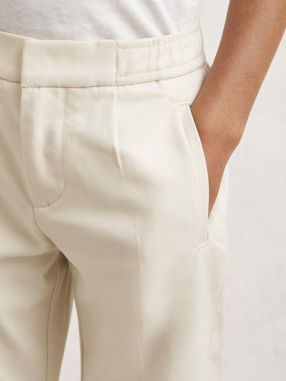 Reiss 9-13 yrs Relaxed-Fit Pleated Tapered Trousers in Off White