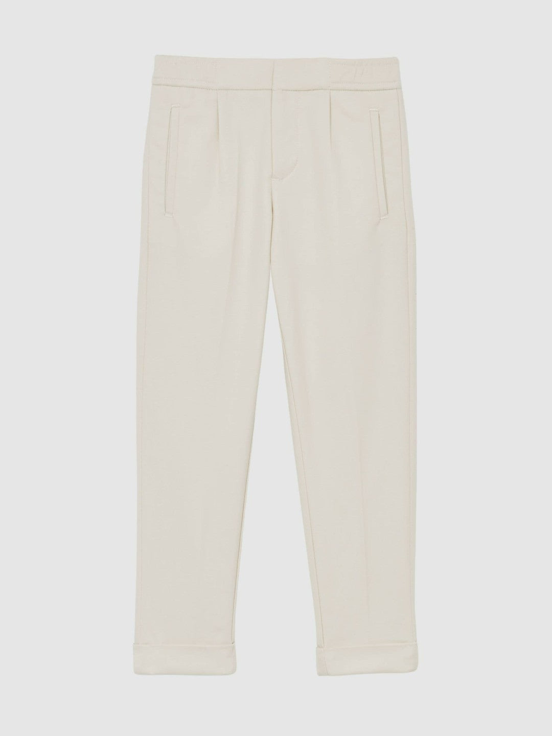 Reiss 9-13 yrs Relaxed-Fit Pleated Tapered Trousers in Off White