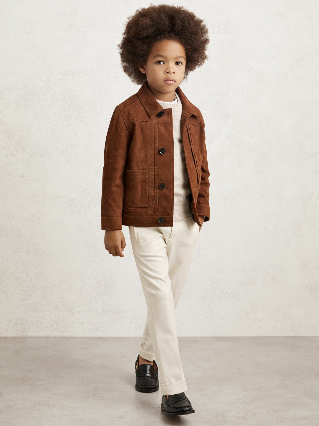 Reiss 9-13 yrs Relaxed-Fit Pleated Tapered Trousers in Off White