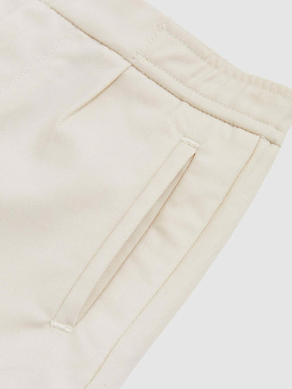 Reiss 9-13 yrs Relaxed-Fit Pleated Tapered Trousers in Off White