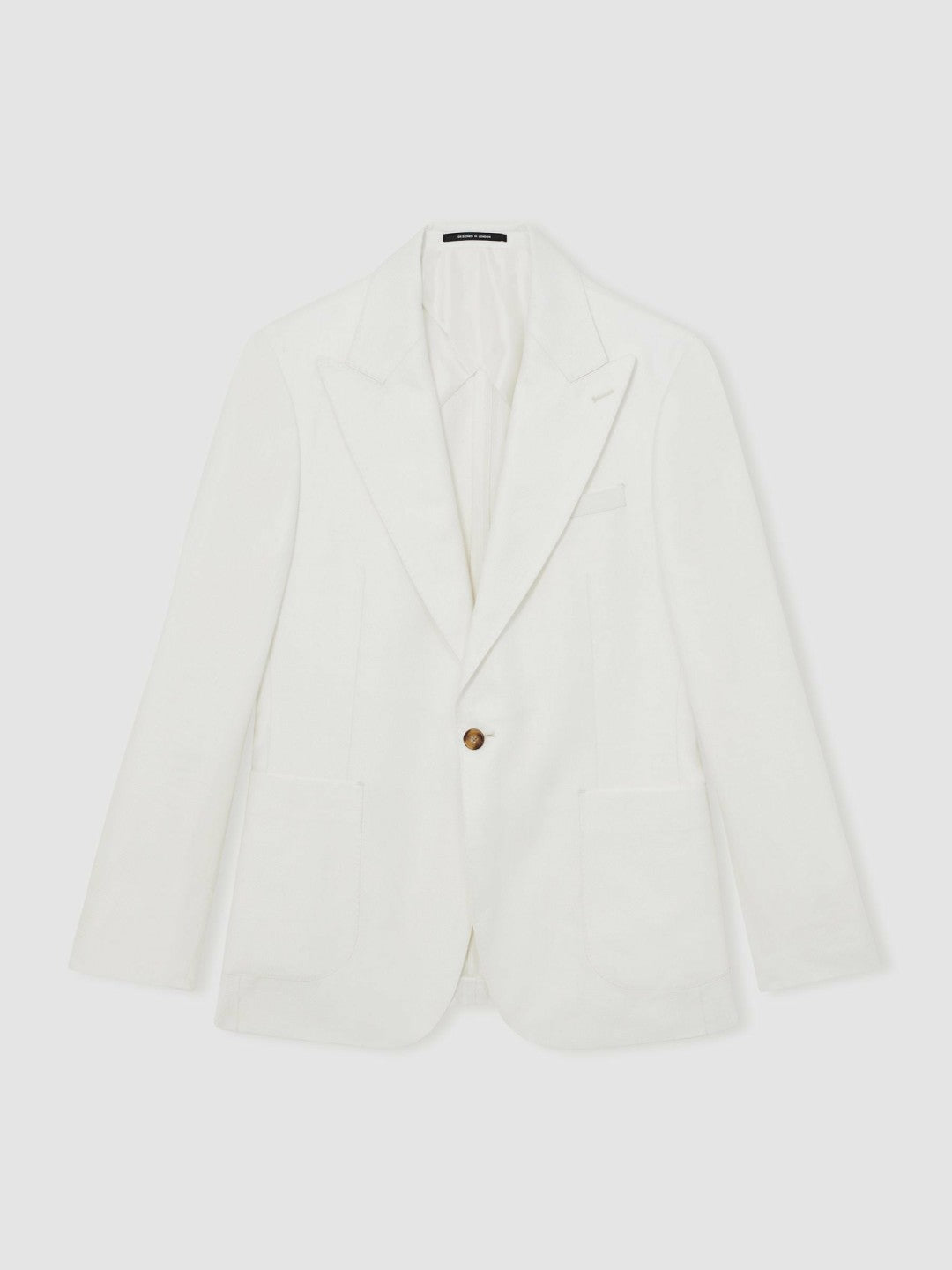 Reiss Value - Slim Fit Lyocell Linen Single Breasted Suit Blazer in White