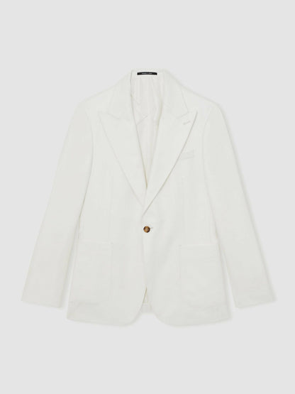 Reiss Value - Slim Fit Lyocell Linen Single Breasted Suit Blazer in White
