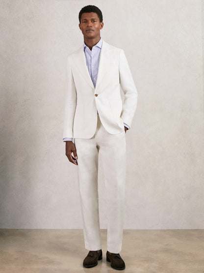 Reiss Value - Slim Fit Lyocell Linen Single Breasted Suit Blazer in White