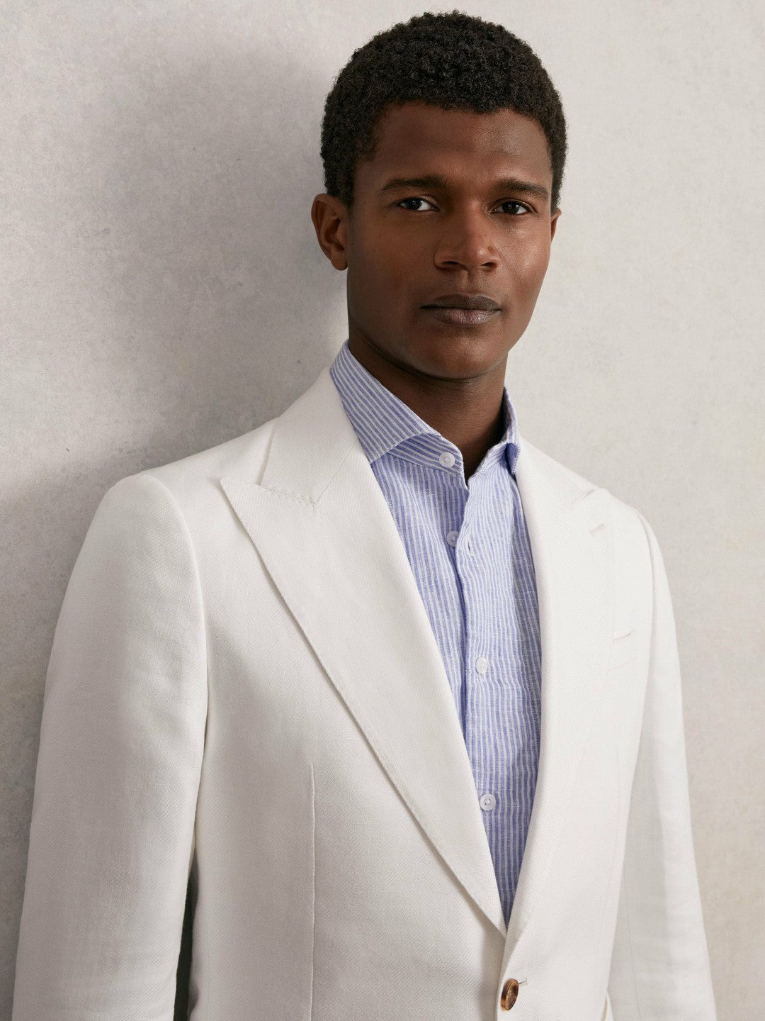 Reiss Value - Slim Fit Lyocell Linen Single Breasted Suit Blazer in White