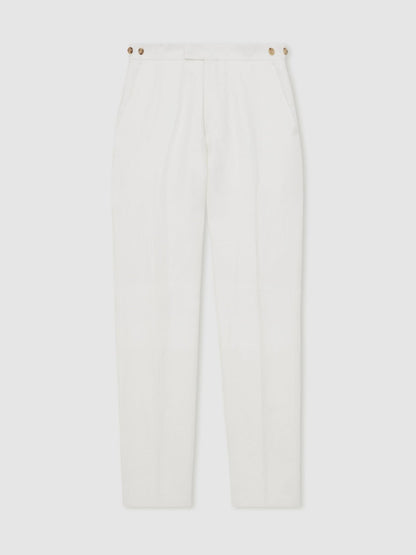 Reiss Popular Choice - Slim Fit Lyocell Linen Suit Trousers in White