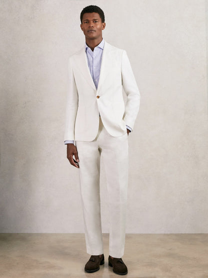 Reiss Popular Choice - Slim Fit Lyocell Linen Suit Trousers in White