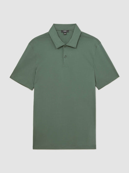 Reiss Popular Choice - Cotton Short-Sleeve Polo Shirt in Kale Green