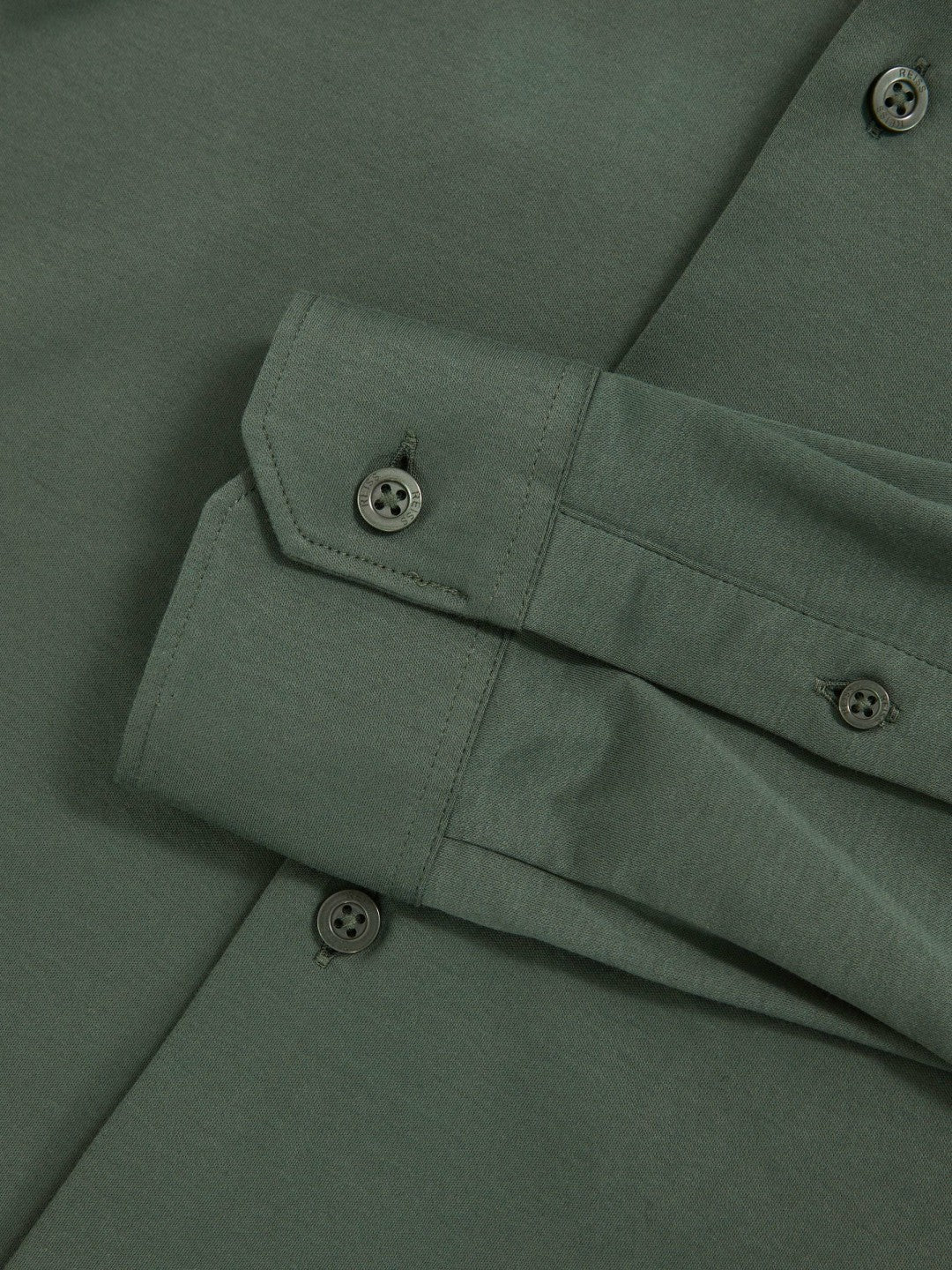 Reiss Sale - Cotton-Jersey Button-Through Shirt in Kale Green