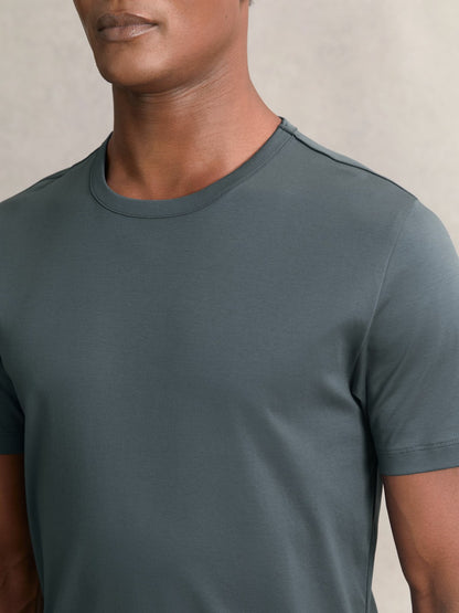 Reiss Featured - Airwater-Cotton Crew-Neck T-Shirt in Airforce Blue