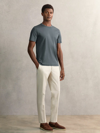Reiss Featured - Airwater-Cotton Crew-Neck T-Shirt in Airforce Blue