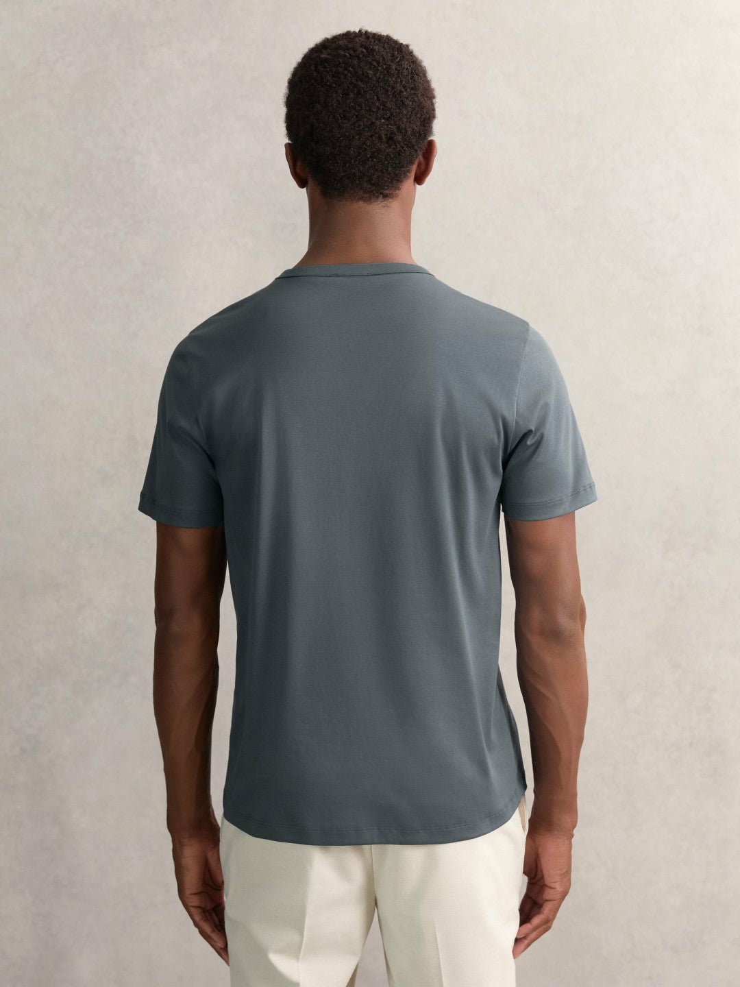 Reiss Featured - Airwater-Cotton Crew-Neck T-Shirt in Airforce Blue