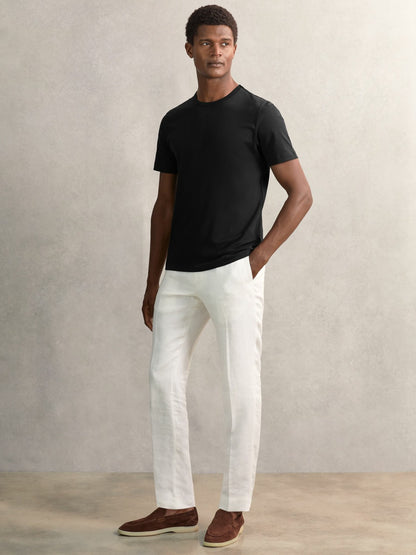 Reiss Offer - Airwater-Cotton Crew-Neck T-Shirt in Black