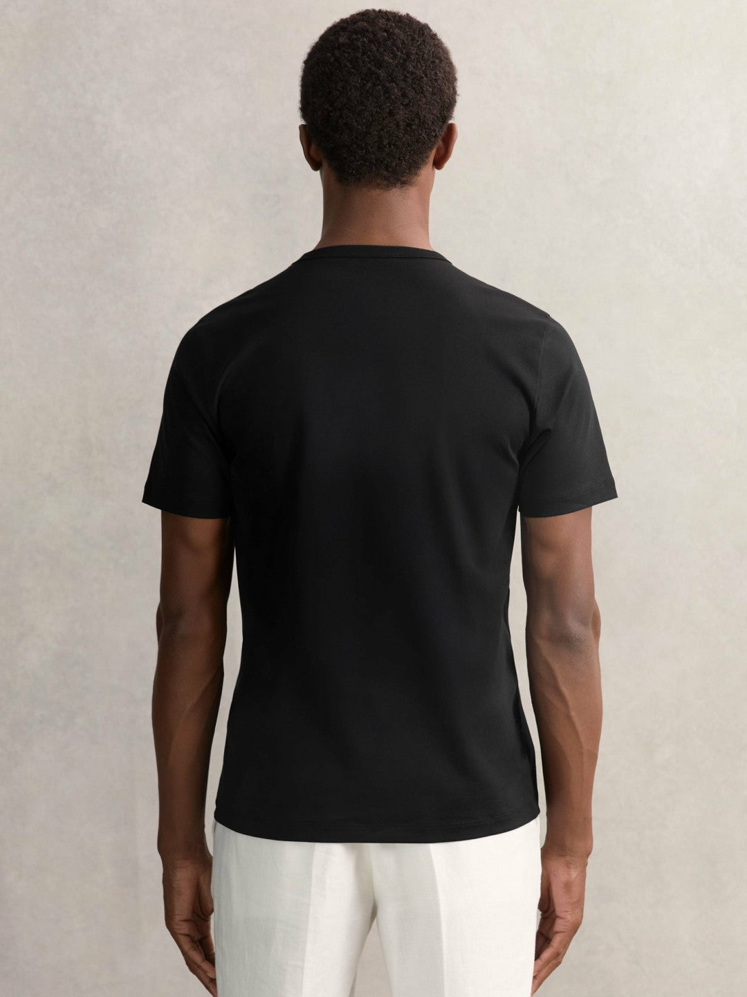 Reiss Offer - Airwater-Cotton Crew-Neck T-Shirt in Black