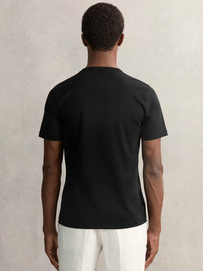 Reiss Offer - Airwater-Cotton Crew-Neck T-Shirt in Black