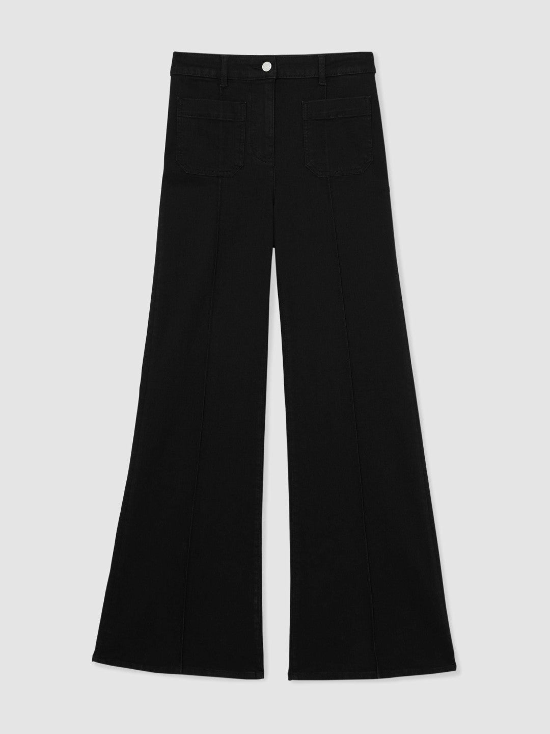 Reiss Offer - Petite Patch-Pocket Flared Jeans in Black