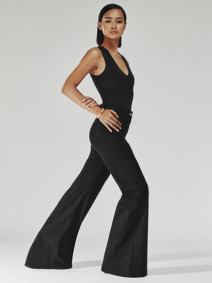 Reiss Offer - Petite Patch-Pocket Flared Jeans in Black