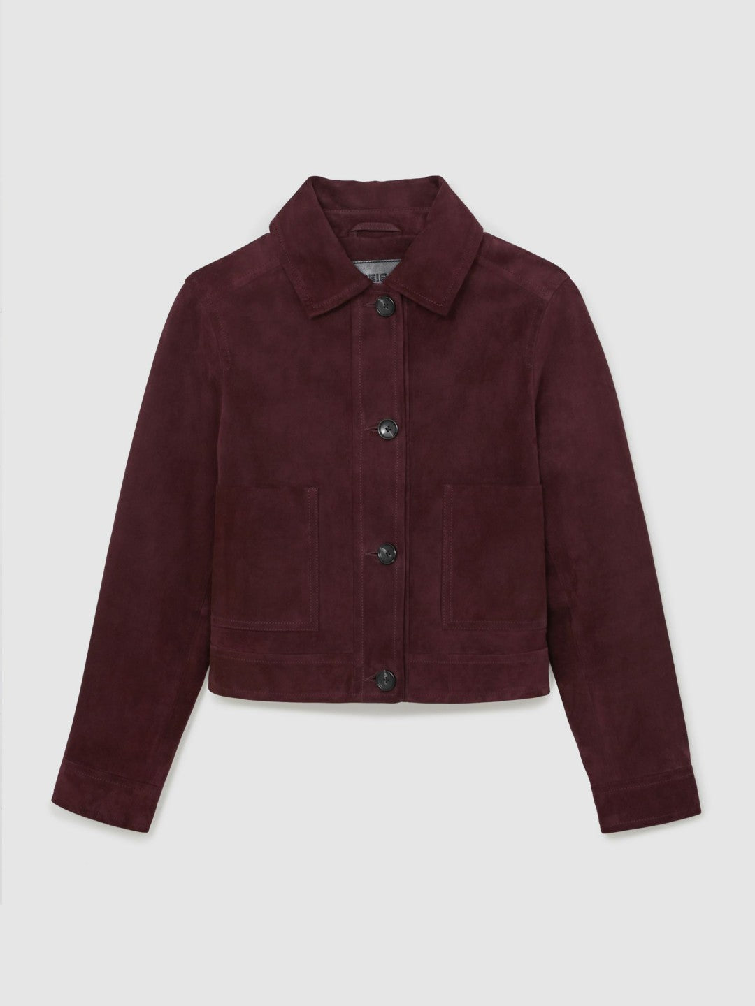 Reiss Value - Suede Button Through Jacket in Burgundy