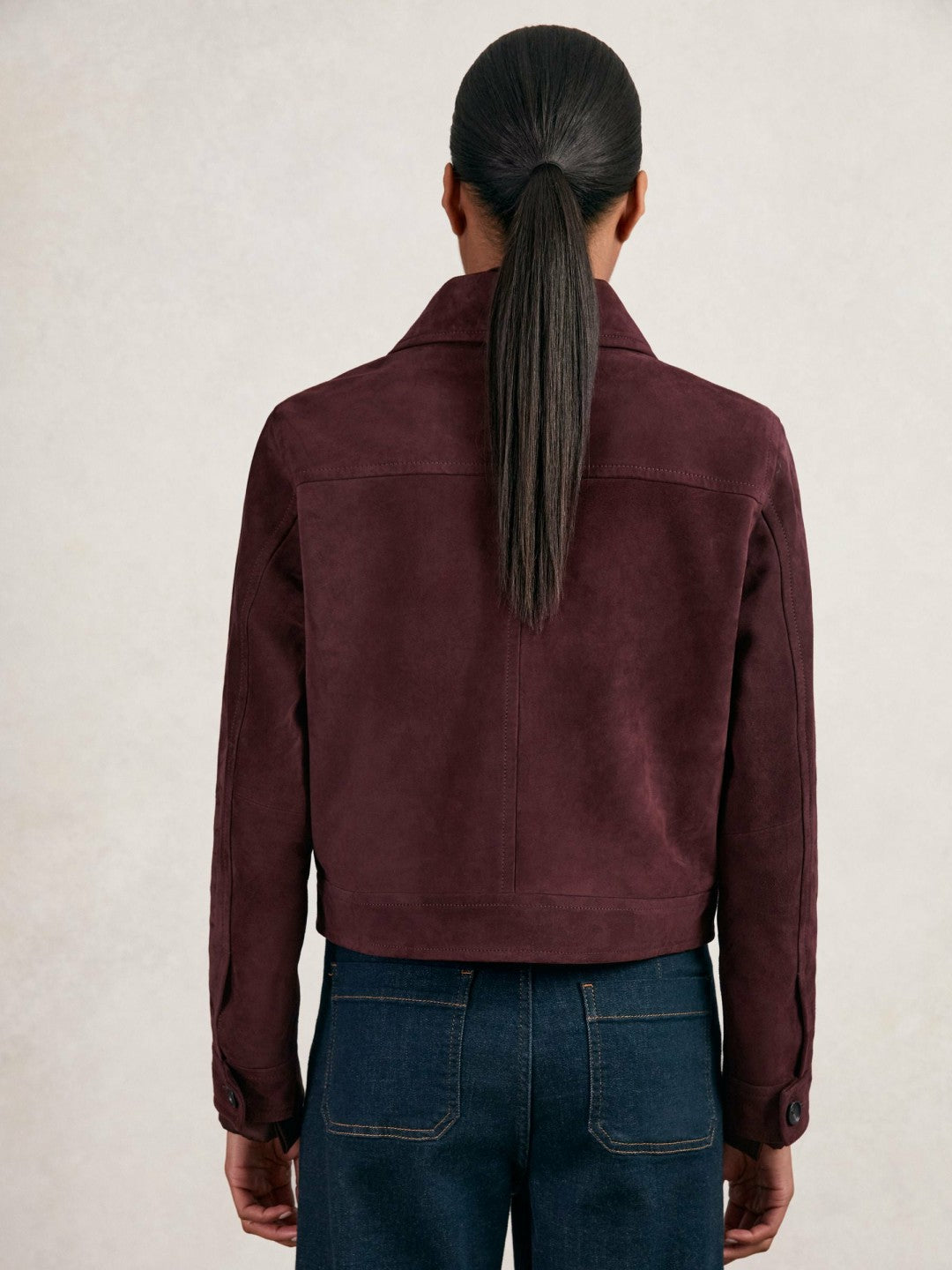 Reiss Value - Suede Button Through Jacket in Burgundy