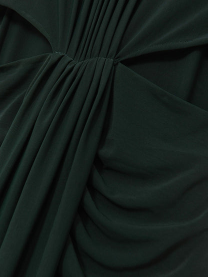 Reiss Petite Ruched Long-Sleeve Maxi Dress in Dark Green