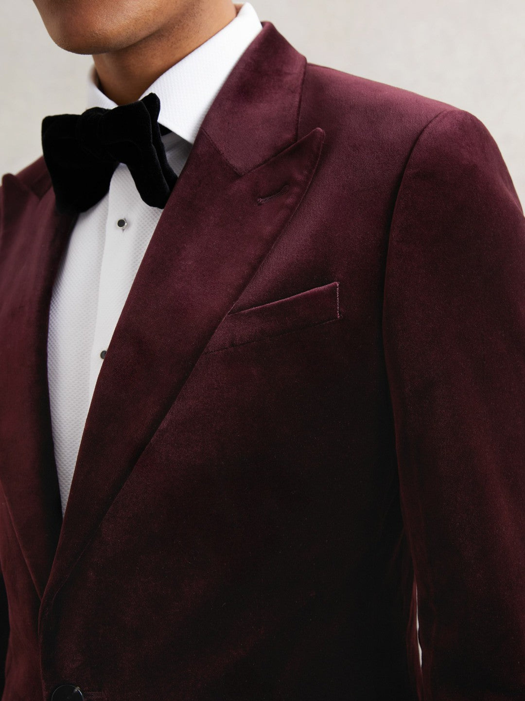 Reiss Value - Single-Breasted Velvet Blazer Regular-Fit in Bordeaux