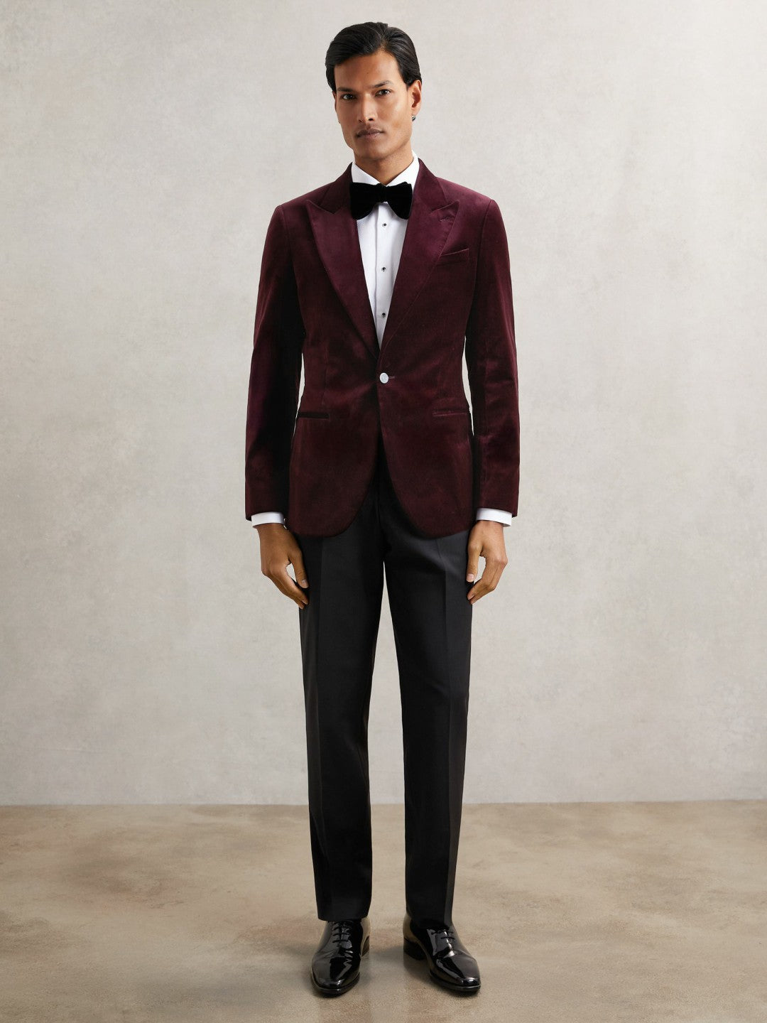 Reiss Value - Single-Breasted Velvet Blazer Regular-Fit in Bordeaux