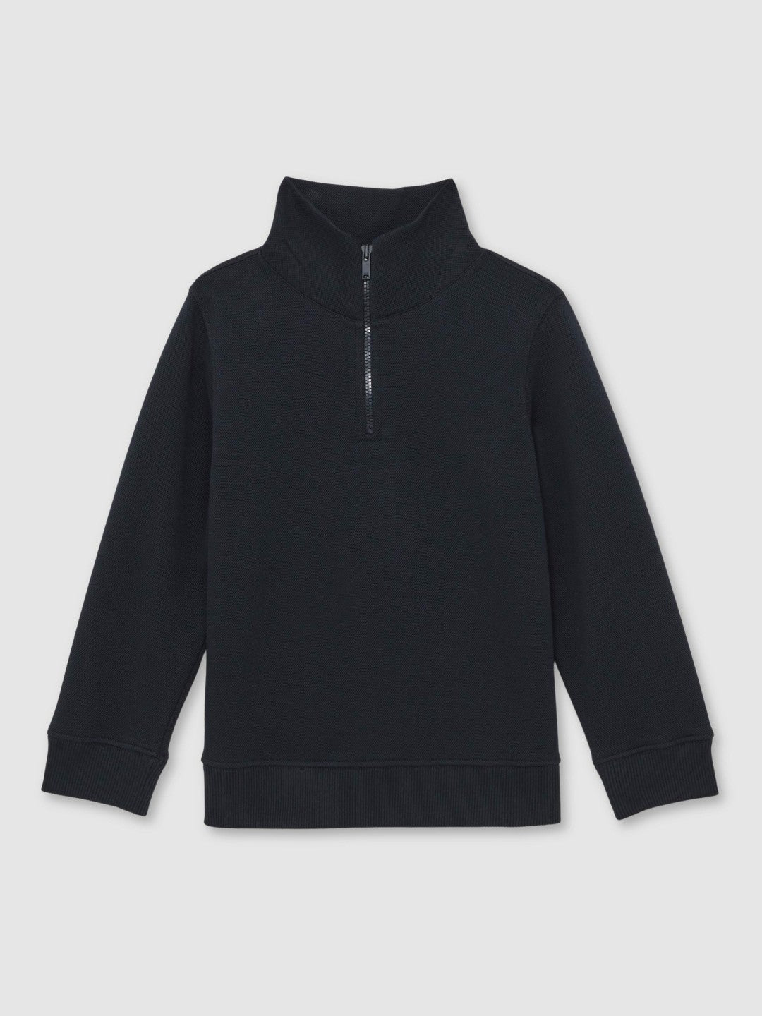 Reiss Offer - 3-9 yrs Textured Half-Zip Sweatshirt with Cotton in Navy