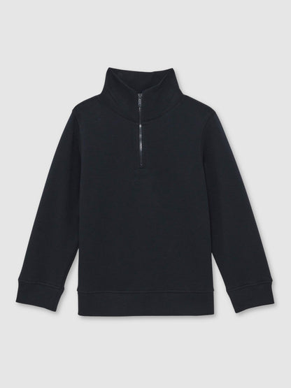 Reiss Popular Choice - 9-13 yrs Textured Half-Zip Sweatshirt with Cotton in Navy